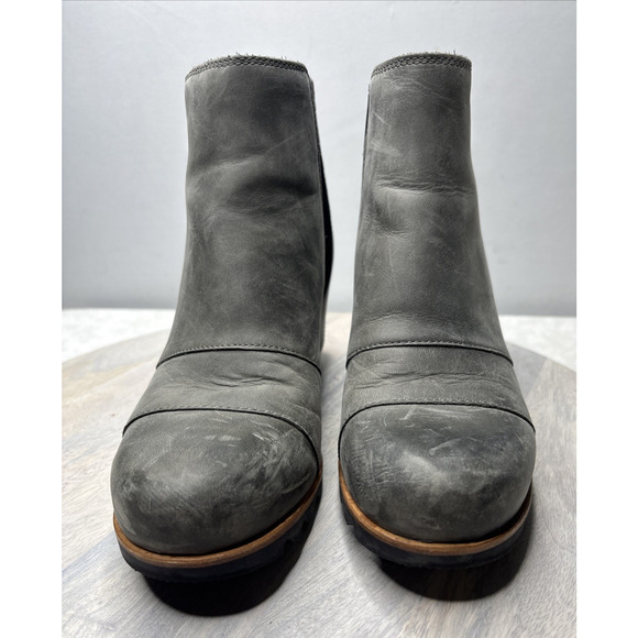 Sorel Joan of Arctic Wedge Chelsea II Boots – Gray Suede Leather Women’s Size 8 - Picture 3 of 8